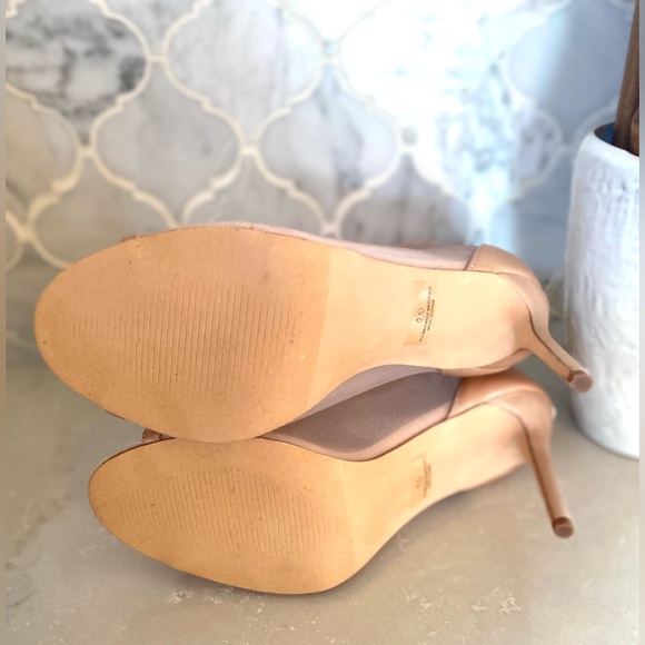 Lulu’s Hanakun Rose Gold Satin Rhinestone Peep toe Booties - Picture 14 of 14